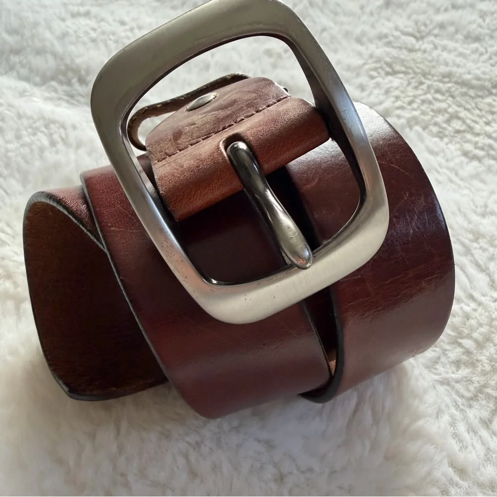 Vintage Cowboy Italy Leather Belt – Wide Brown Genuine Leather – 1.5” – Size XL